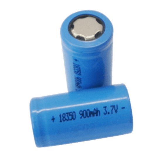 Lithium-Polymer (LiPo) — 18350 / 900 mAh cylindrical